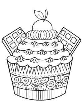 Online coloring book: Chocolate muffin coloring page